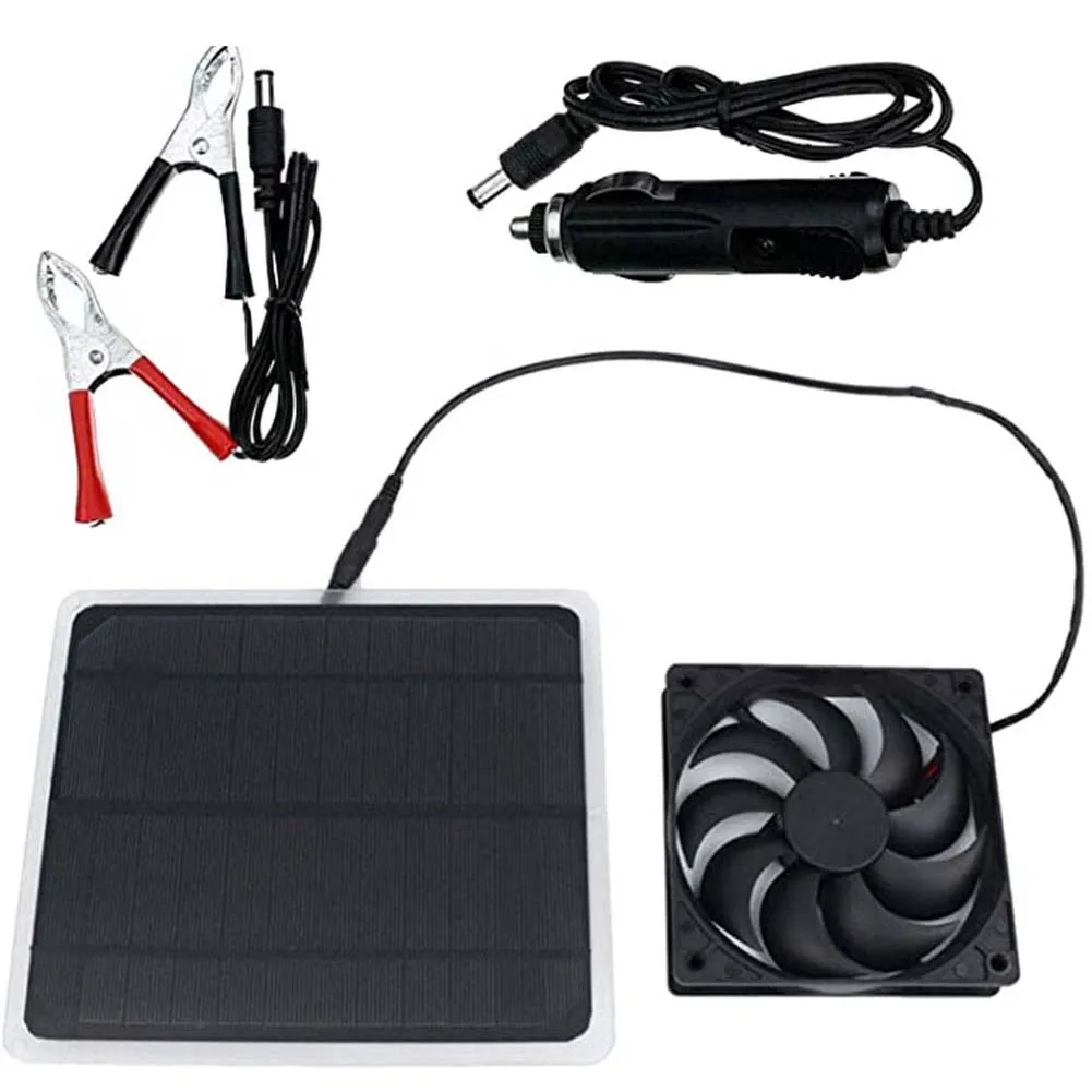 

210*175*2.5mm Solar Powered USB Fan Mini Ventilator Black For Greenhouse Pet /Dog Chicken House Pet Products 12V