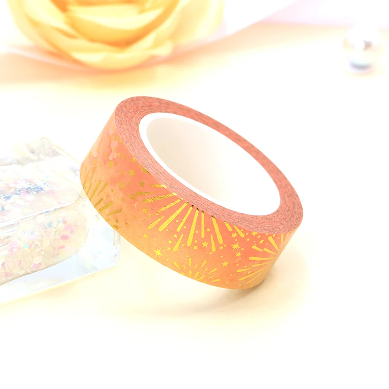 

NEW 10pcs/Lot Yellow Foil Fireworks Washi Tape Decorative Washi Tape Scrapbooking Masking Tape 15MM*10M