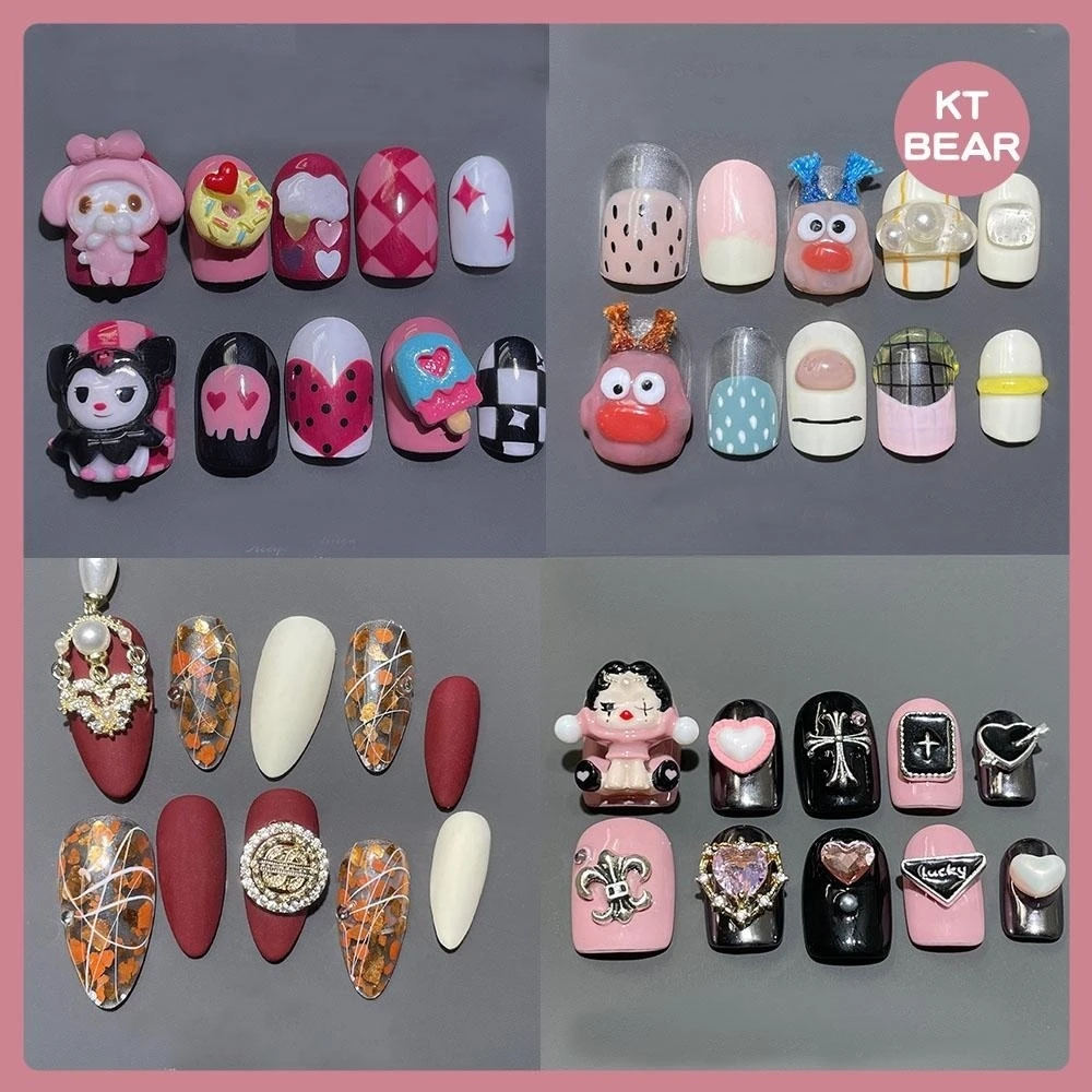 

Halloween Kuromi My Melody False Nails Ballet Gothic Artificial Customizable Removable Nail Art Party Nails Tip Press On Nail