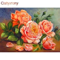 gatyztory interior painting by numbers flowers canvas painting pink rose diy drawing by numbers adults crafts wall art