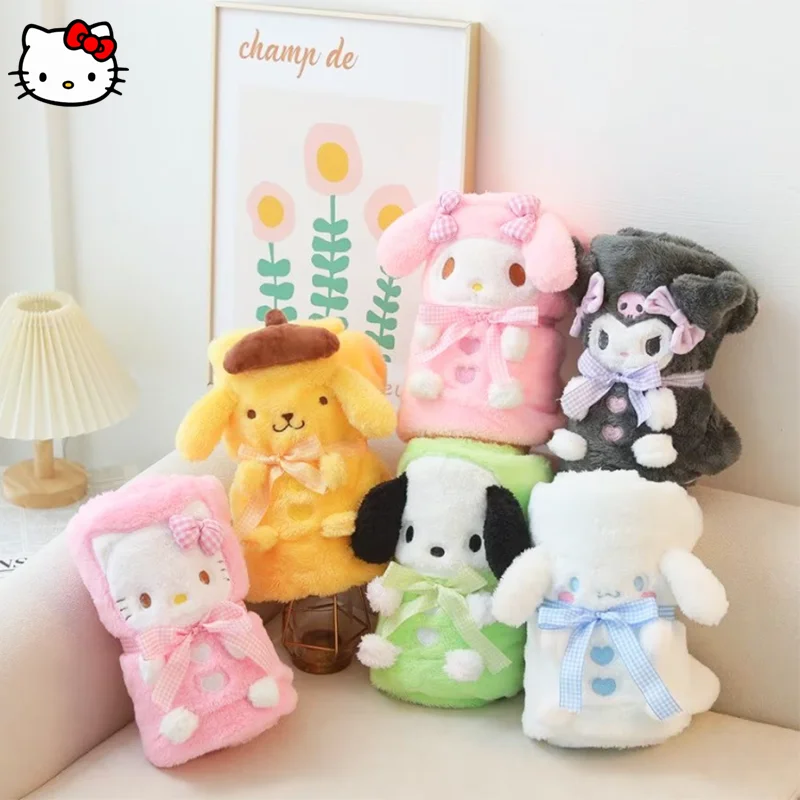 

Sanrio Kawaii аниме Hellokitty ворсовое одеяло Kuromi Cinnamoroll коралловый бархат рулон одеяло шаль портативная шаль покрывало одеяло подарок