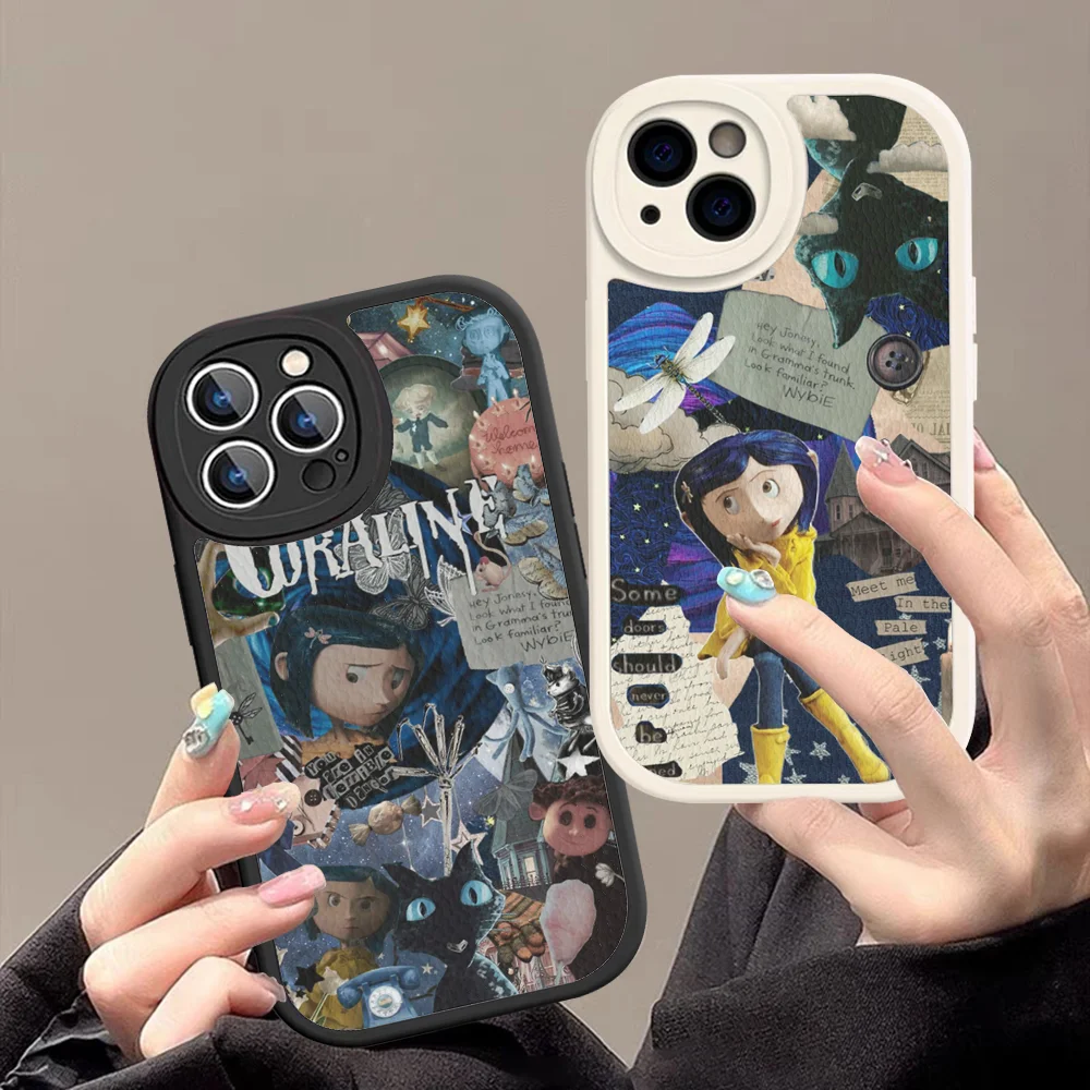 Anime C-coraline Phone Case Hard Leather For IPhone 16 15 14 13 12 Mini 11 Pro Max Xs X Xr 7 8 Plus Fundas