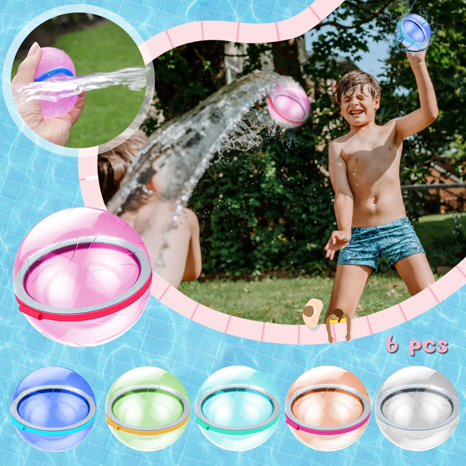 

Party Set Fun Water Bomb Splash Balls Reusable Water Balloons Water Absorbent Ball Kids Pool Toys Outdoor Water Activities For