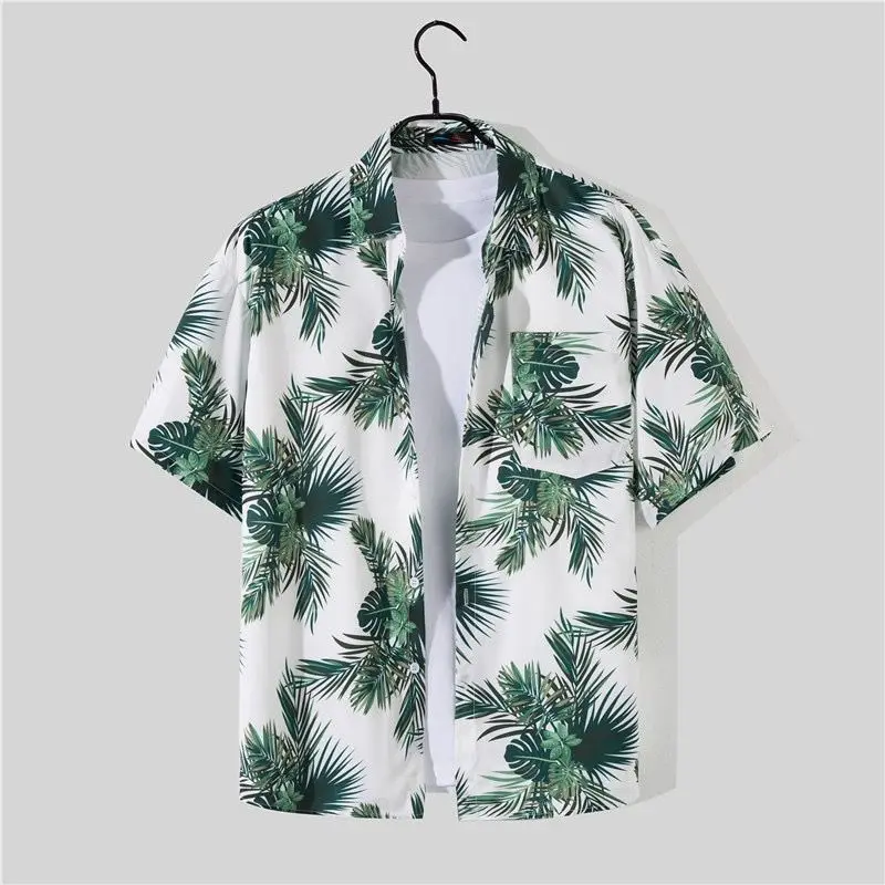 Short-sleeved Shirt Men's Casual Suit Trend Summer Beach Quick Dry Printed Sets Hawaiian Couples Tops Shirts + Sports Shorts Set