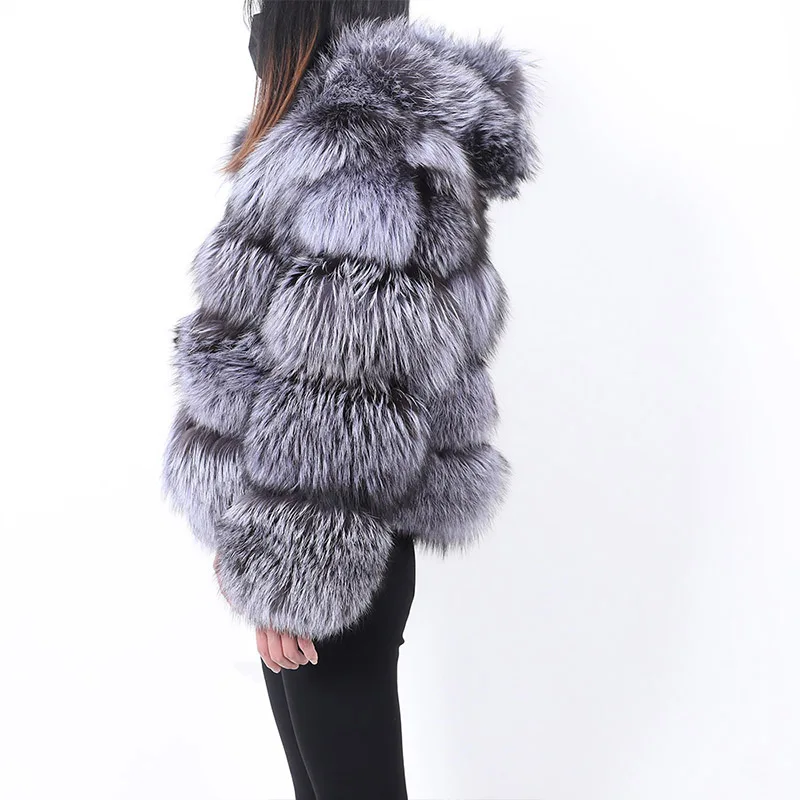 MMK Women‘s Winter Coat Fur Jacket Warm Hooded Kim Kardashia Style Female Party Sexy Clothes Natural Real Fox Fur Long Vest 2022