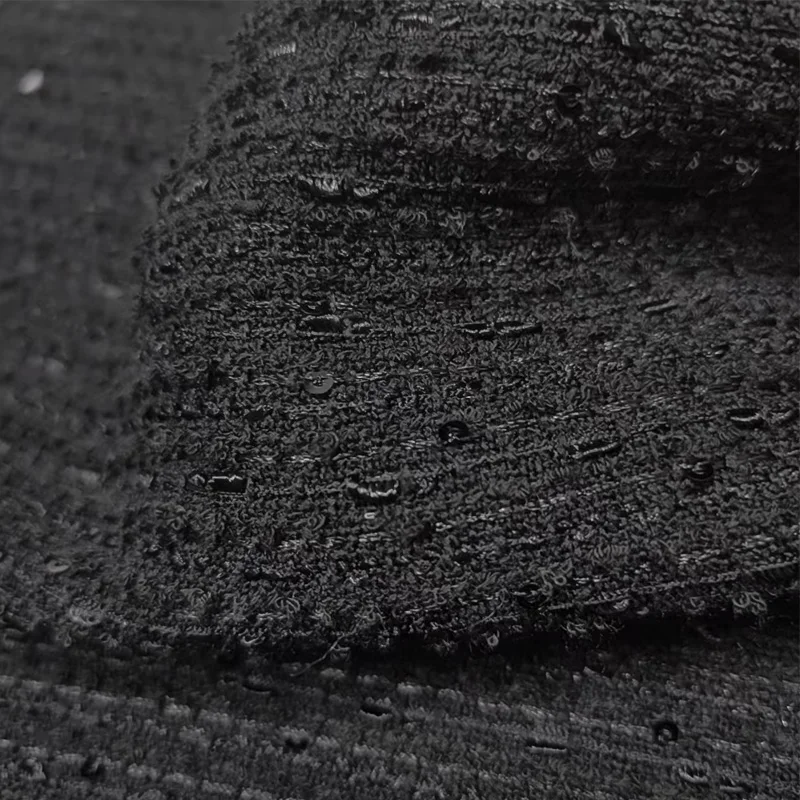 Сплошной цвет окрашенная в пряжу плетеная твидовая ткань для женщин осенняя