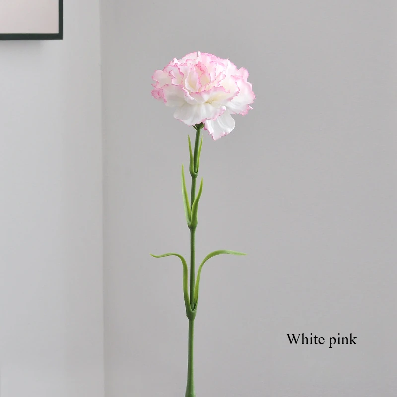 

20-дюймовый искусственный гвоздик, настоящий сенсорный шелковый цветок для DIY, головной убор с корсажем, домашний свадебный декор