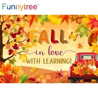funnytree fall in love with learning background back to school autumn party classroom decor pumpkin banner photobooth backdrop