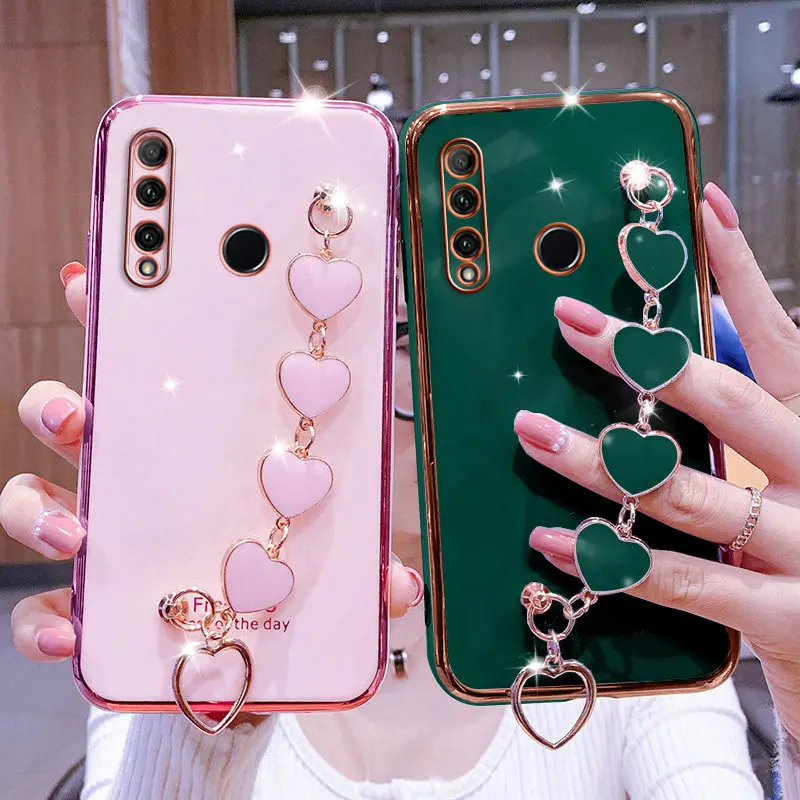 Luxury Heart Bracelet Holder Cases For Huawei P30Lite P20 P40 P50 Pro Lite Mate 20 20X 30 40 Y6P Y7P Y7A Y9S Y9Prime2019 Cover