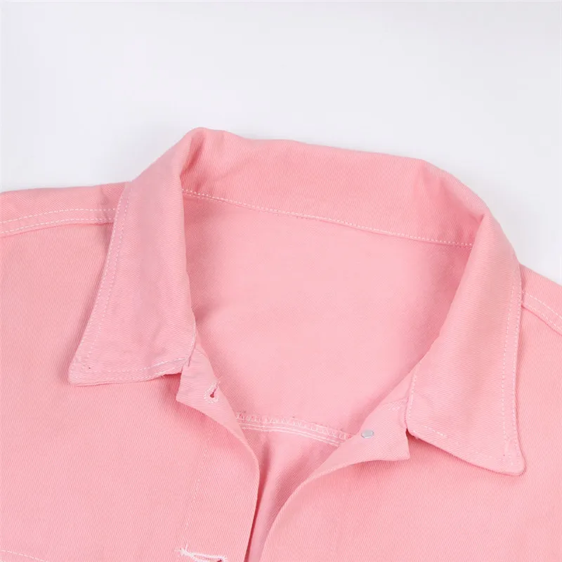 Джинсовая куртка женская с длинным рукавом винтажная свободная повседневная