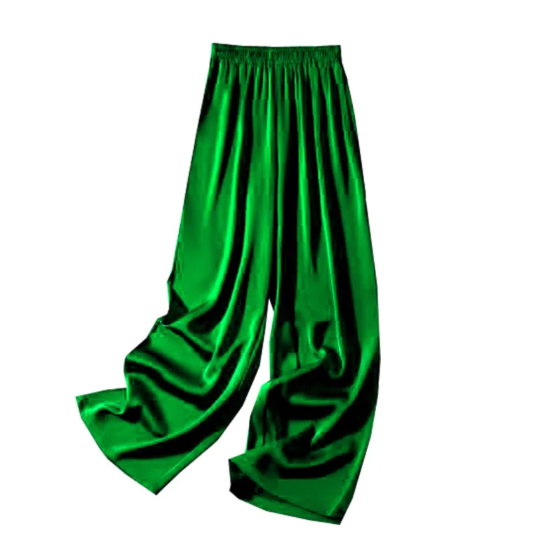 Атласные триацетатные весенне-летние женские прямые брюки темпераментные