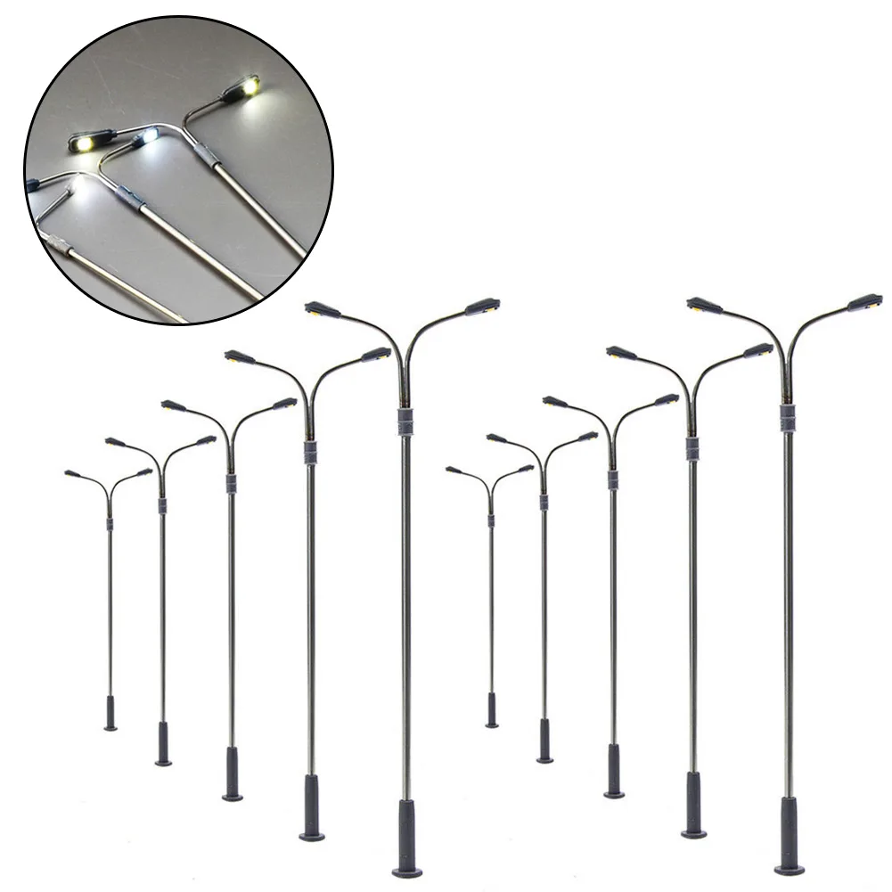 

10pcs Street Lamp Models Sand Table Street Lights 1:100 Building Models Double Headed Street Lamp Toys Building Layout Models