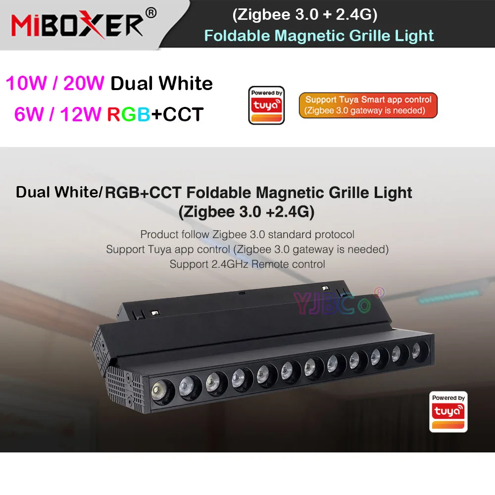 

Miboxer (Zigbee 3,0 + 2,4G) smart Tuya 6 Вт 12 Вт RGBCCT 10 Вт 20 Вт двойная белая фотоэлектрическая Складная магнитная решетка детская 48 В Радиочастотный пульт дистанционного управления