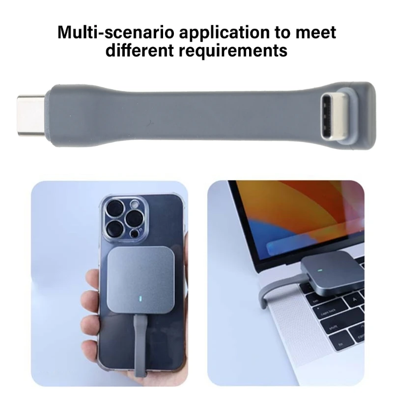 Короткий кабель на 90 градусов от типа C до 3A PD60W Кабель для быстрой зарядки 4K при 60