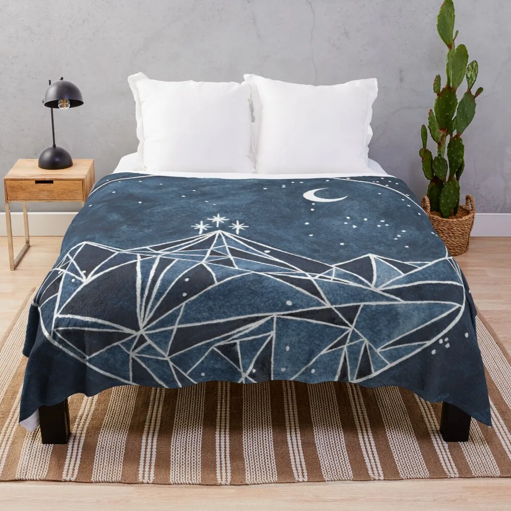 

night court moon and stars Throw Blanket dorm room essentials