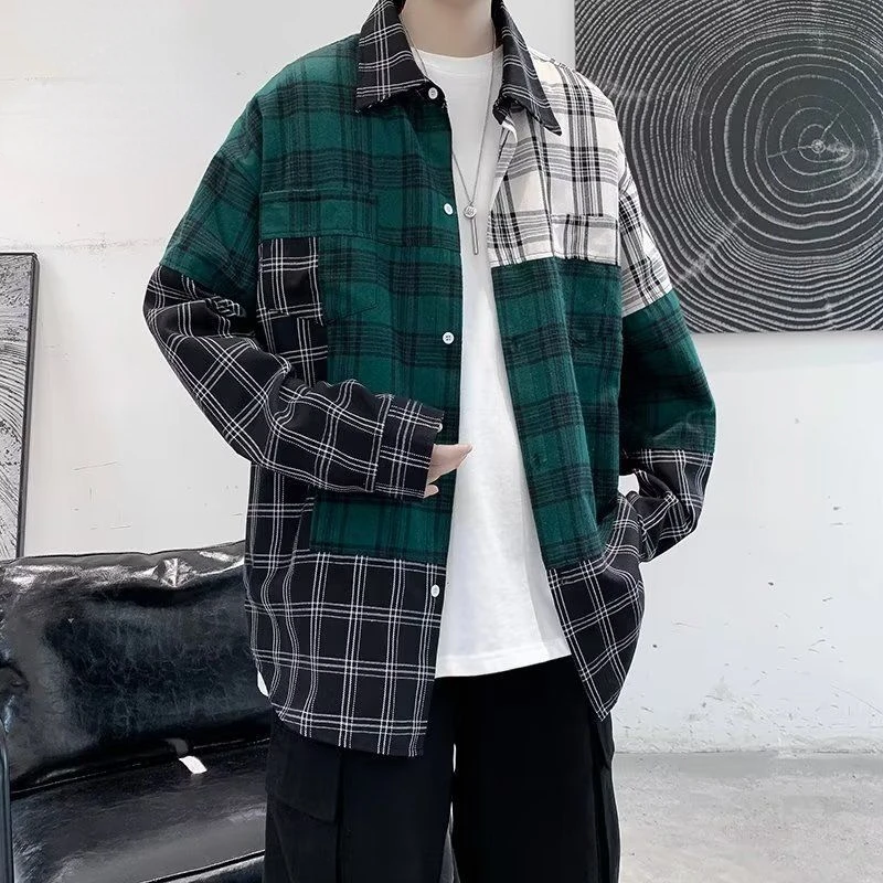 

2023 Autumn New Men's Fashion Long Sleeve Plaid Shirt Fleece and Thick Warm Men's Casual High Quality Large Size Shirt Tops Y139