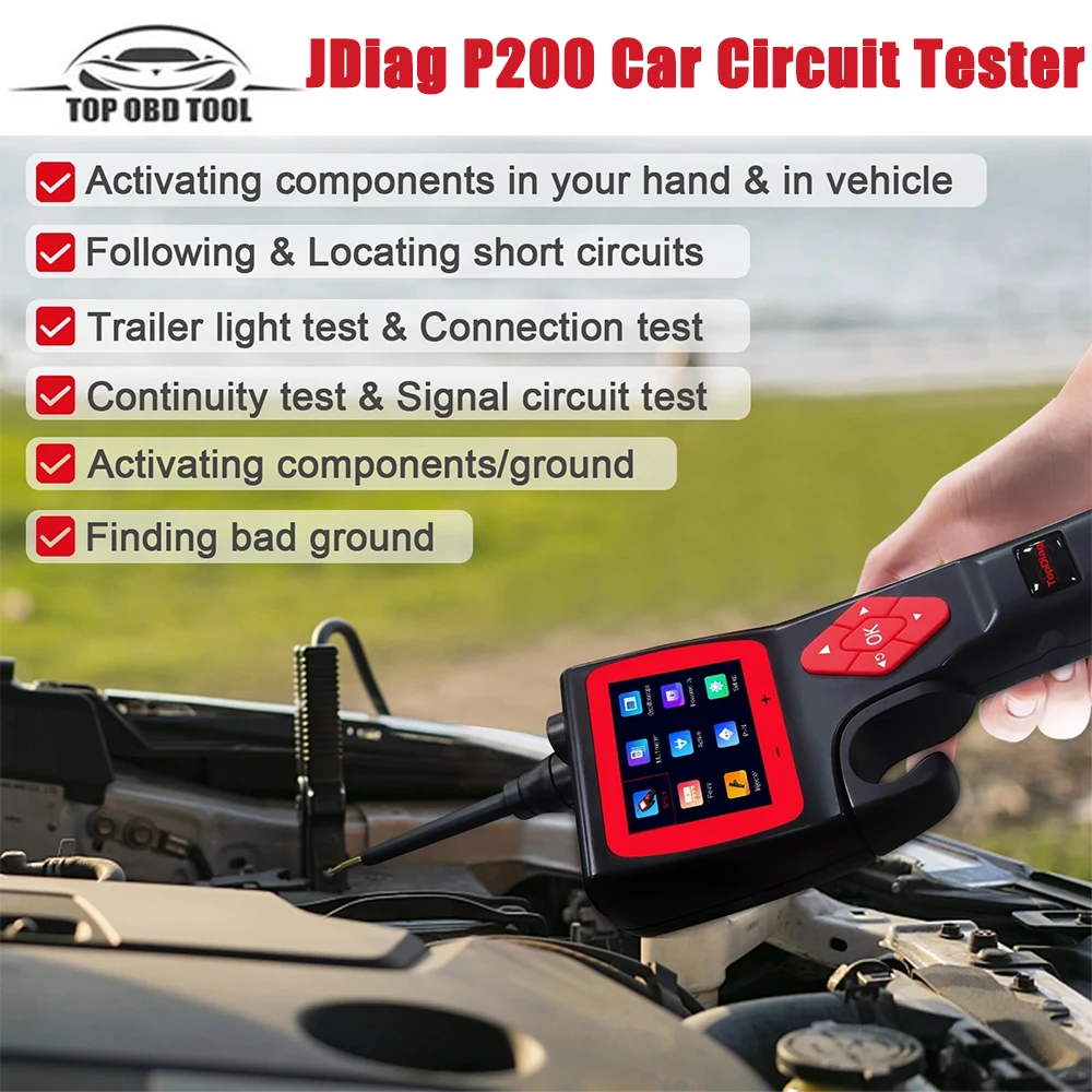 

JDiag P200 Car Circuit Electric System Tester Relay Circuit Analyzer 9-30V Oscilloscope Injector Support Multi-language In Stock