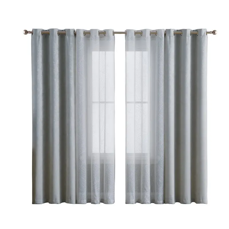 

Luxurious Elegant 4-Piece Blackout Sheer Leaf-Design Curtain Set with 2 Drapes and 2 Stylish Tiebacks for an Eye-Catching Look.
