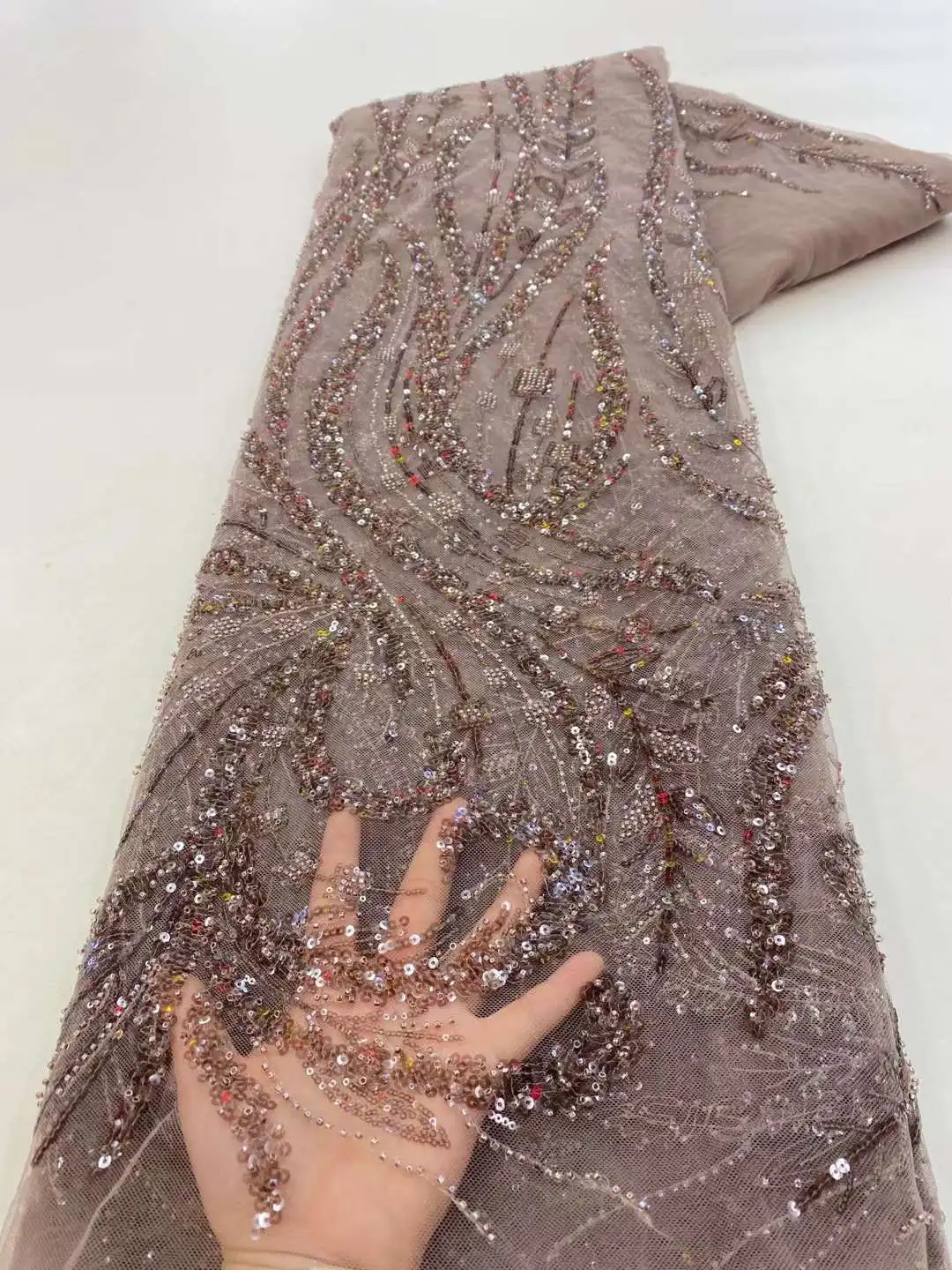 

Роскошное французское Сетчатое кружево с вышивкой блестками 2023, новейшие Африканские кружева ручной работы, бусины, луковое платье, тюль, сетчатая кружевная ткань XZ8842M