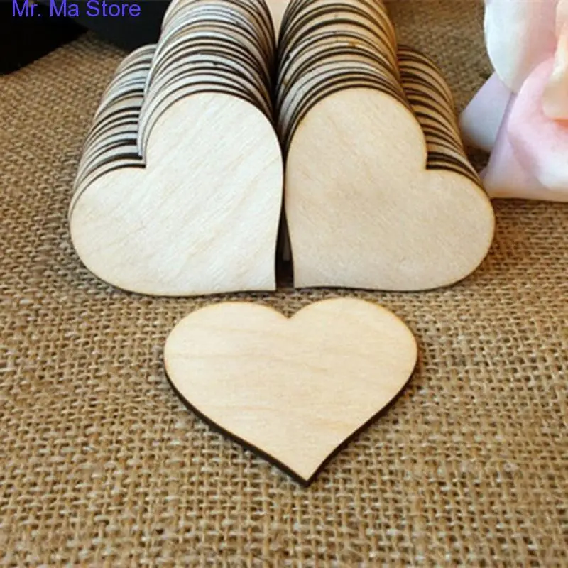 

100pcs 20mm Wooden Heart Cardboard Kids Birthday Party Supplies DIY Scrapbook Crafts Christmas Wedding Decoration