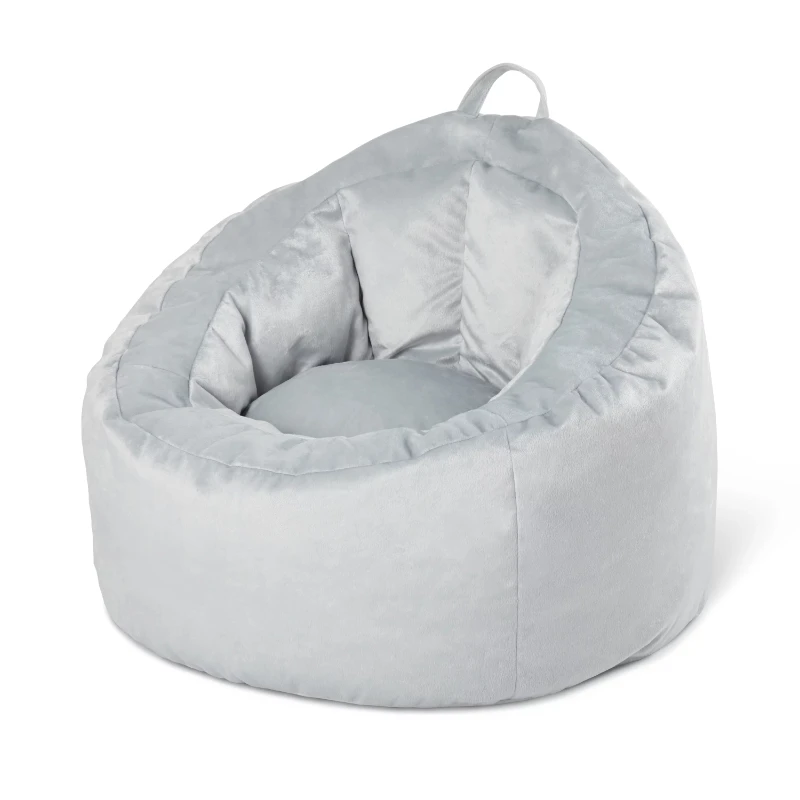 

Gray Velvet Bean Bag Lounge Chair with Pocket