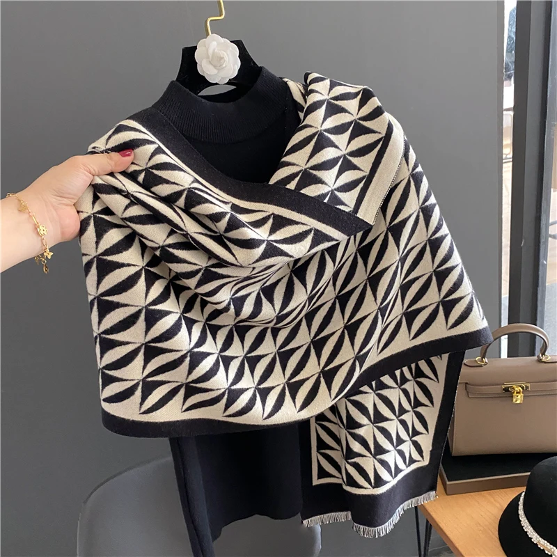 

Толстый кашемировый Теплый Женский дизайнерский одеяло от бренда Bufanda, Женская Пашмина, пончо, дорожные шарфы-палантины