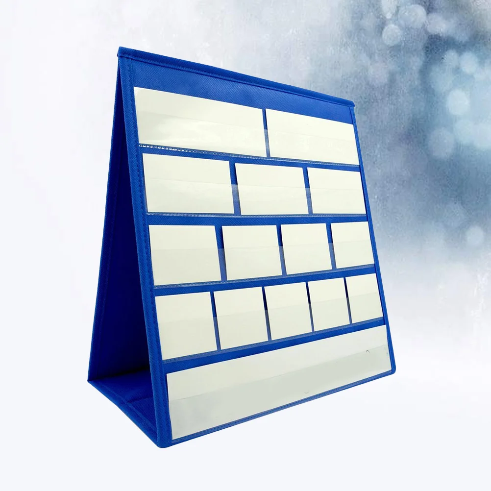 

43x33cm Desktop Pocket Chart Self-Standing Tabletop Desktop Cards Sentence Strips File Holder with 20Pcs White Cards Size