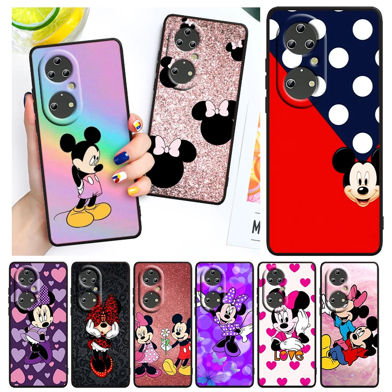 

Anime Cute Mickey Mouse For Huawei P50 P40 P30 P20 Lite 5G Pro Nova 5T Y9S Y9 Prime Y6 2019 Black Soft Cover Phone Case
