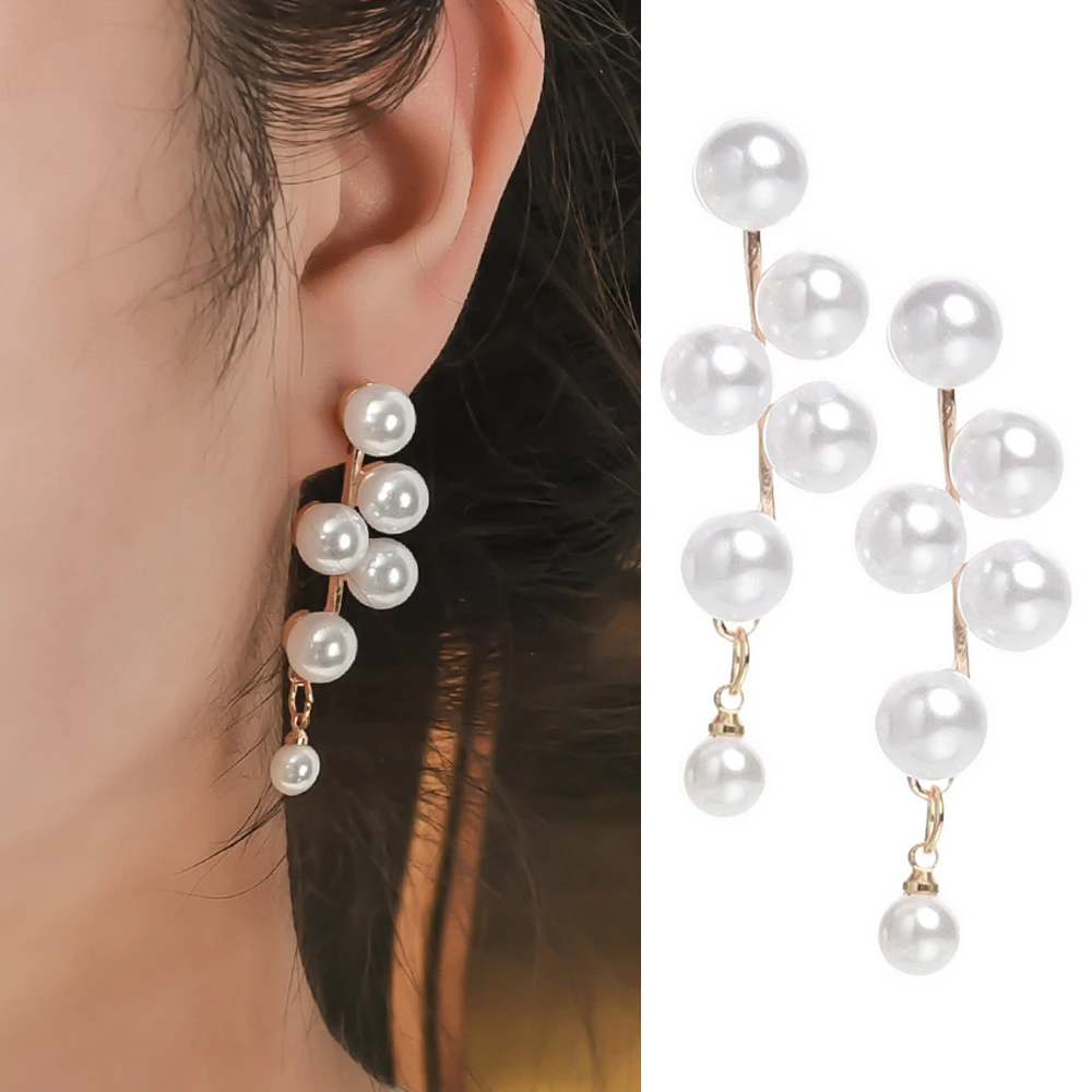 

Grape Bunches Dangle Earring Women Girls Japanese Korean Temperament Elegant Flower Grape Shape Artificial Pearl Stud Earrings