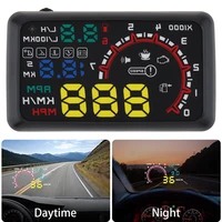 5 5 inch car hud head up display auto obdii obd2 port kmh mph over speed warning windshield projector alarm system for all car