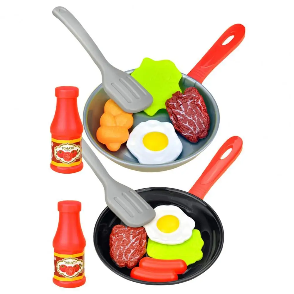 Pretend Play Toy for Kids Simulation Food Realistic Interactive Mini Toddler Pot Steak Vegetable Bread Set Toys