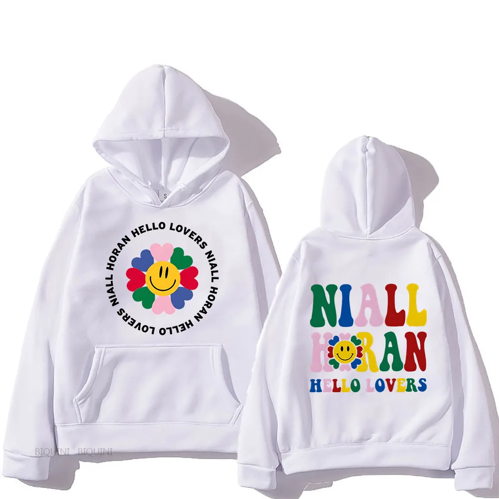 

Nniall Hhoran Hoodies Double-sided Printing Letter Sweatshirts Men Autumn/Winter Fleece Pullovers Cartoon Graphic Clothes Casual