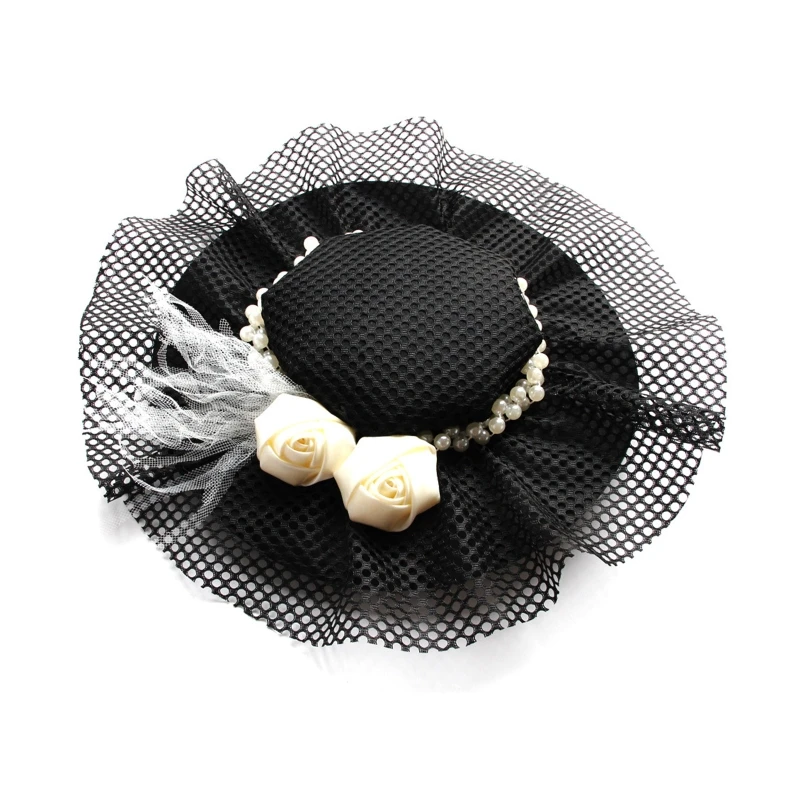 

Trendy Sunshade Flat Hat Beach Hat Flower Decor Sunhat for Lolita Party Girls DXAA