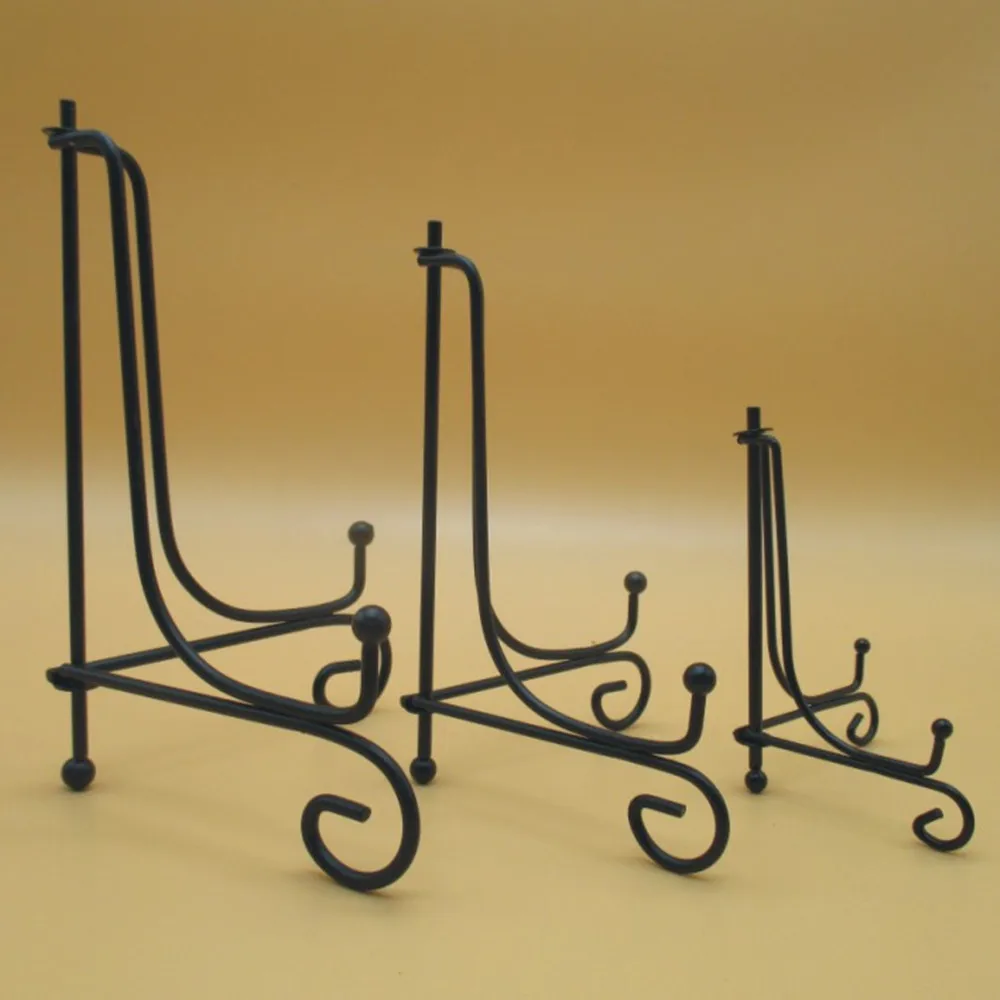 

1pc Black Iron DIY Craft Bracket Book Holder Photo Pedestal Bowl Picture Frame Plate Rack Display Stand Easel Storage Holders
