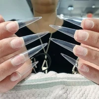 600pcs acrylic medium long stiletto nail tips easy coffin nails sharp false nail art tips for nails salon clear