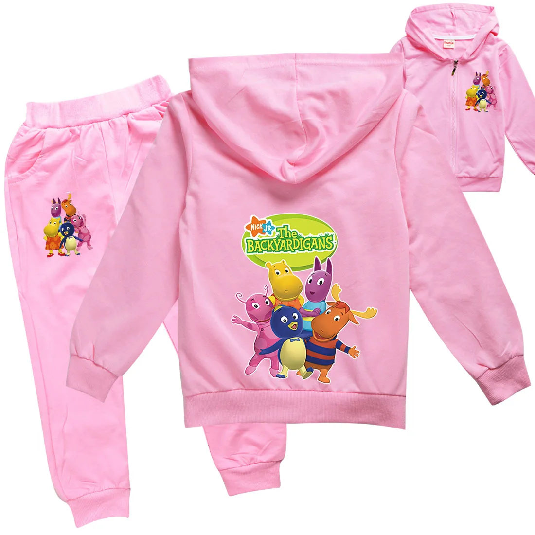 Комплект детской повседневной одежды с капюшоном на молнии и штанами |