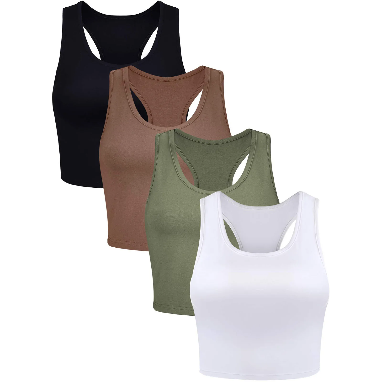

Women's Tank Top Solid Black Spandex Crop Beige Satin Top for Women