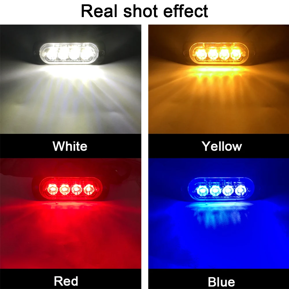 

4LED Car Strobe Warning Light Grill Flashing Breakdown Emergency Light Car Truck Trailer Beacon Lamp LED Side Light For Cars 12V