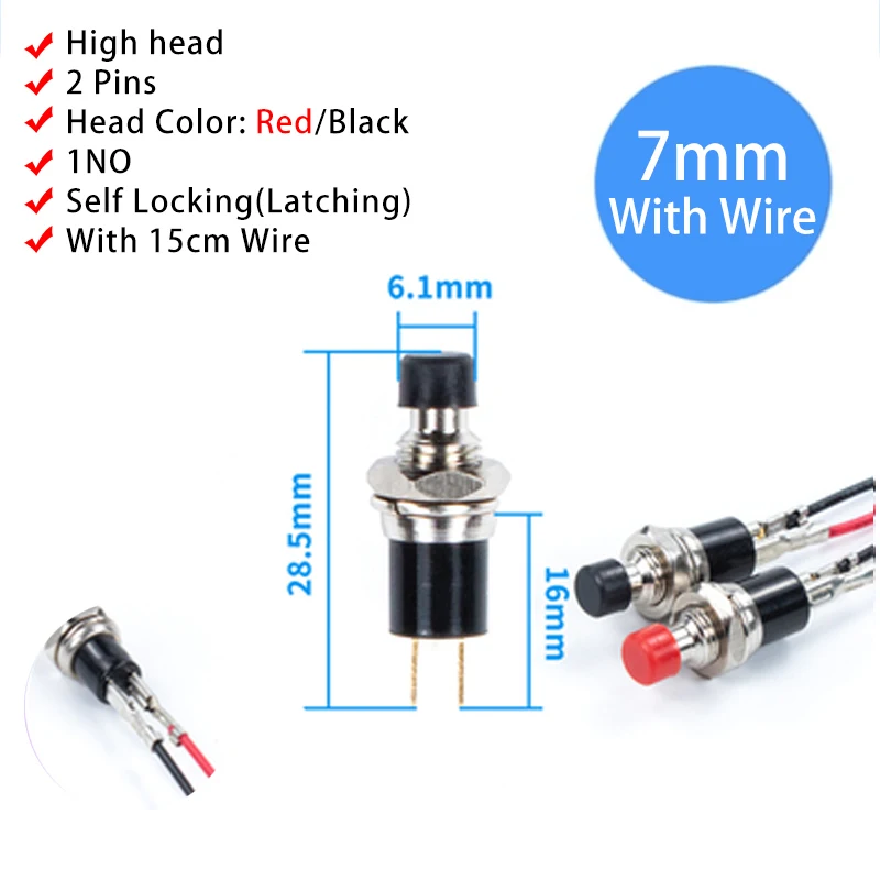 

Кнопочный переключатель SBLSBR FBS-110 3A/125В 1A/250В красный/черный