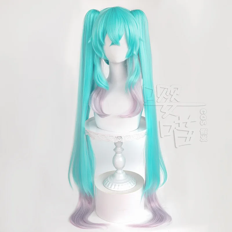2024 Vocaloid Miku Косплей Парик 120 СМ Двухцветный Двойной Конский Хвощ Термостойкие