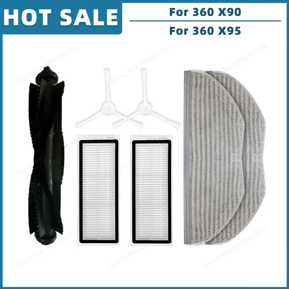 

Запчасти для робота-пылесоса 360 X90, S6 Pro, S9, сменные детали, аксессуары, основная боковая щетка, Hepa фильтр, тряпочка для швабры