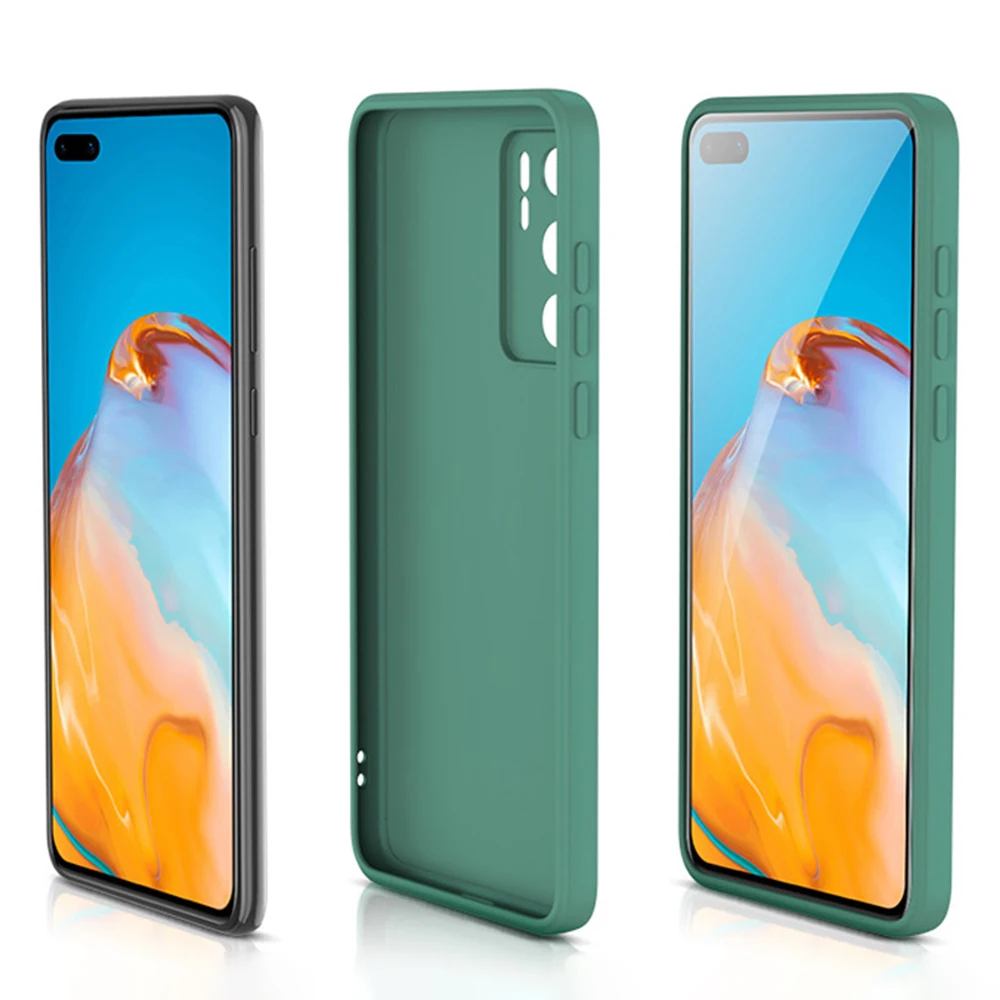 Original Square Liquid Silicone Cases for Huawei P10 P20 P30 P40 Pro Plus Lite 4G 5G Camera Protection Cute Phone Covers P40Pro