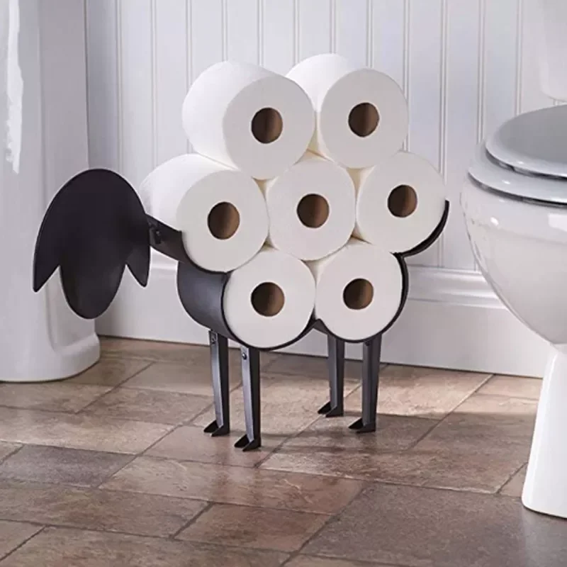 

Decorative Toilet Paper Holder - Free-Standing Bathroom Tissue Storage Toilet Roll Holder Paper Bathroom Iron Storage