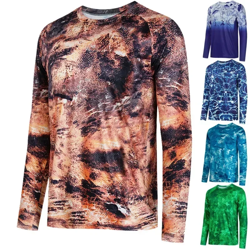 Рубашки для рыбалки одежда выступлений мужские камуфляжные толстовки с длинными