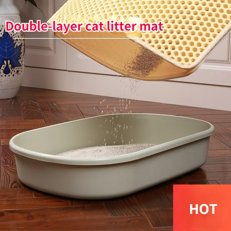 

Двухслойный коврик для кошачьего туалета из ЭВА, аксессуар для животных, не скользит, напольный мат для гостиной, спальни
