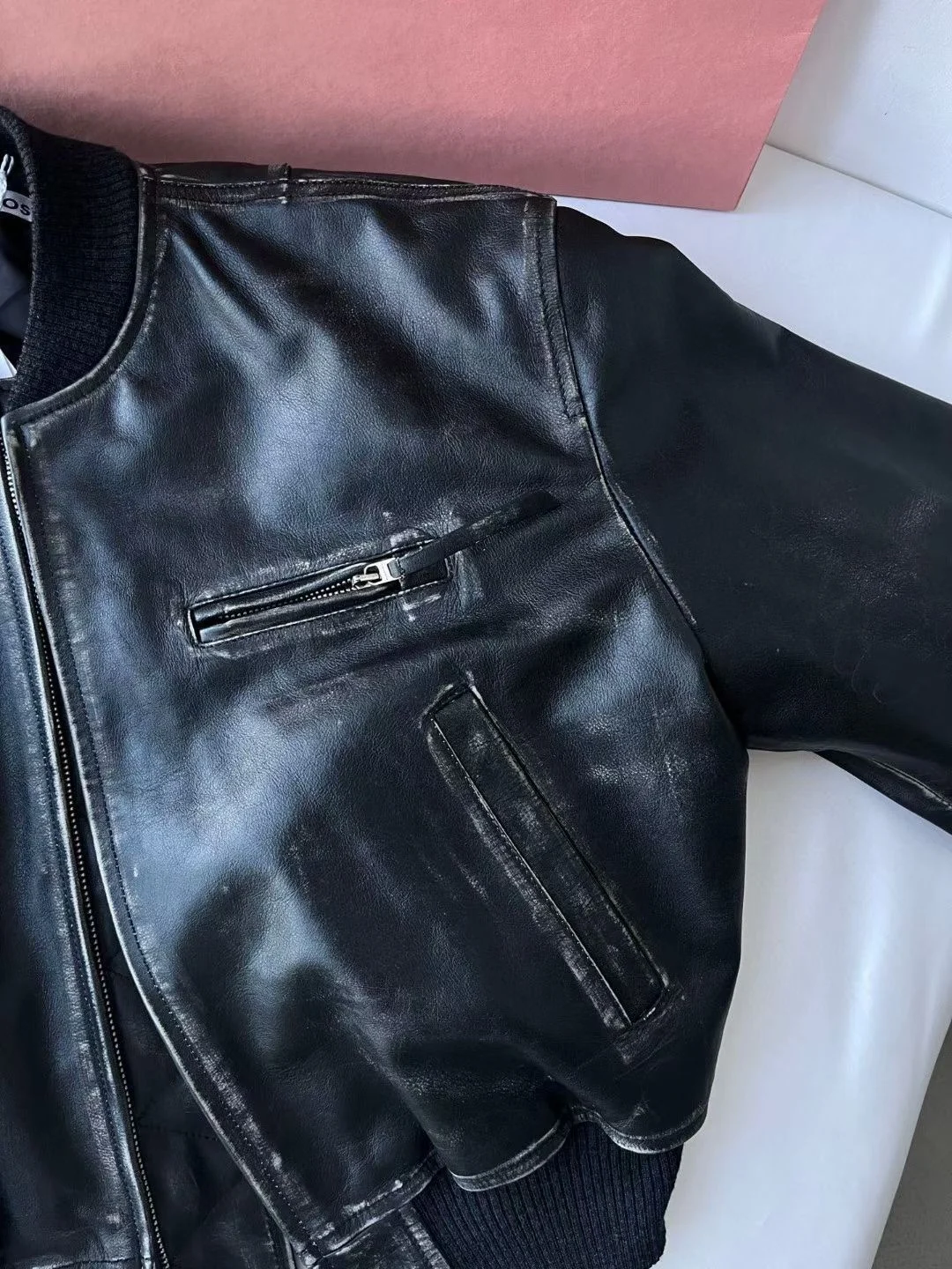 Next Morning Retro Rub Color Короткое пальто из протеиновой кожи на молнии Локомотив Кожаная