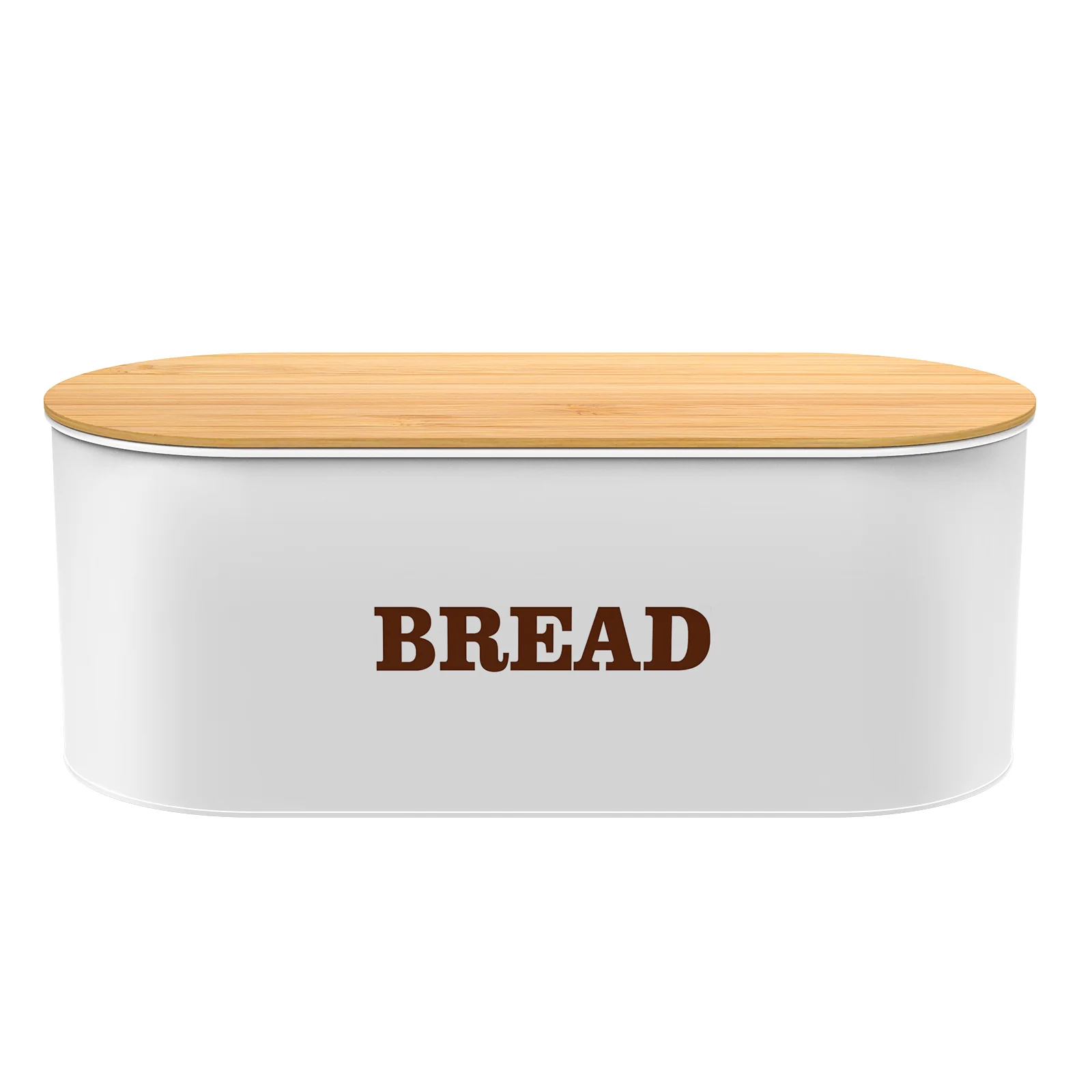 

Cabilock Bread Storage Box Metal Storage Container Bread Box with Bamboo Lid for Home Kitchen (White)