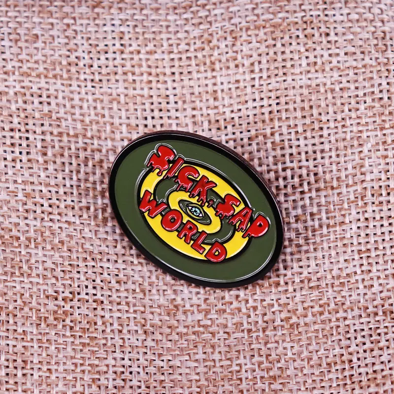 Эмалированная шпилька с надписью No Life Hope Future Sad World