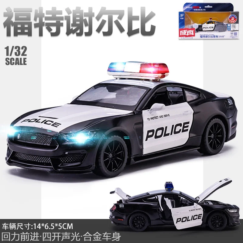 

CAIPO 1:32 Mustang Shelby GT500 Police Car Alloy Car Model Boys' Toy Diecast