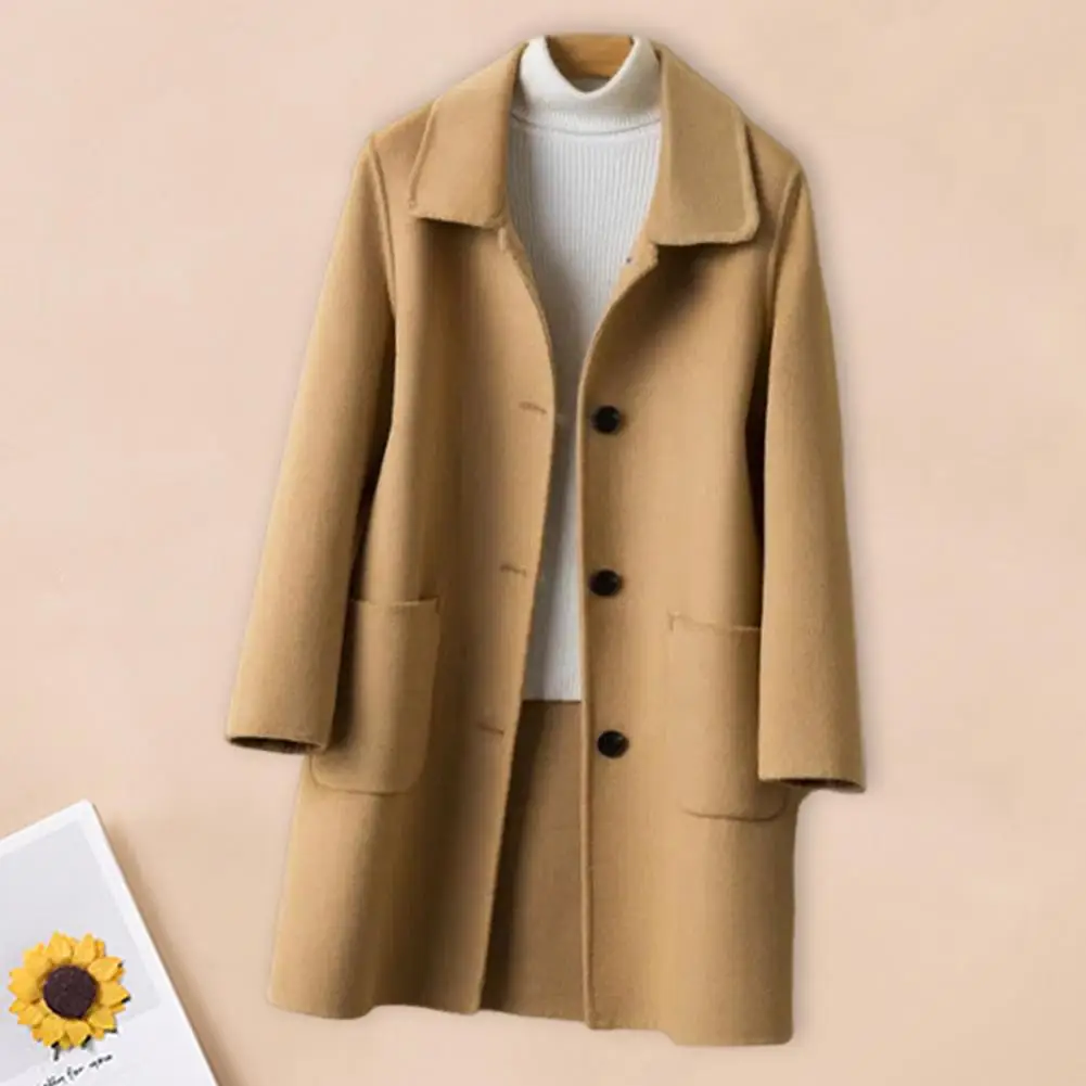 Осень-зима 2024 женские однотонные куртки полушерстяные пальто корейские